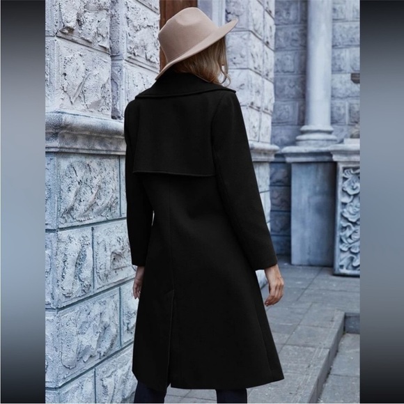NWT Black Double Button Overcoat - Picture 3 of 10